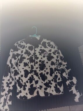 Kids Cow-Print Fleece Jacket - Black & White Puff